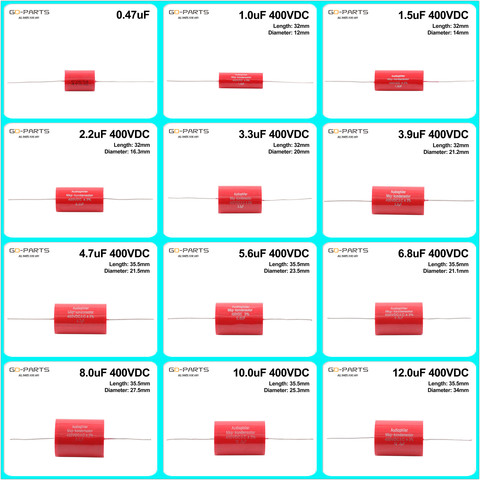 Condensador de grado de Audio Audiophiler Axial MKP, 0,47 uF-20uF, 400VDC, para amplificador de guitarra de alta fidelidad, bricolaje, 10 Uds. ► Foto 1/4
