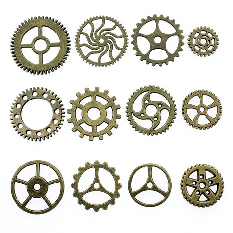 10 unids / lote Color bronce antiguo Steampunk Gear Charm Colgantes Accesorios de joyería Steampunk Gear Charms para la fabricación de joyas ► Foto 1/1