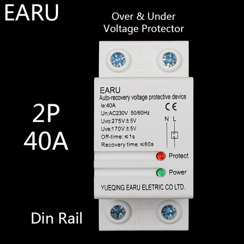 40A 230 V carril Din recuperación automática reconexión sobre voltaje y bajo voltaje dispositivo protector protección relé ► Foto 1/6