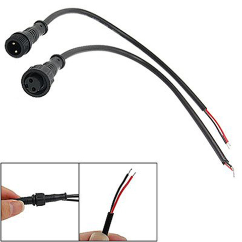 2015 caliente macho hembra enchufe 2 Pin LED impermeable Cable conector 220V negro ► Foto 1/2