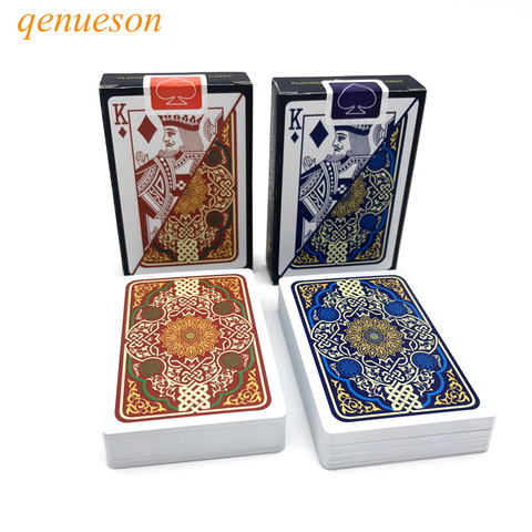 2 Set/lote patrón Baccarat Texas Hold'em Poker Plástico Naipes Impermeable Tarjeta de Juegos de Tablero de Puente 2.28*3.46 pulgadas qenueson ► Foto 1/6