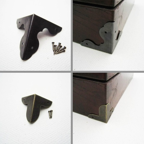 Caja de joyería de madera negra antigua, 12 unidades, cofre de vino, regalo, Protector de esquina con uñas ► Foto 1/5