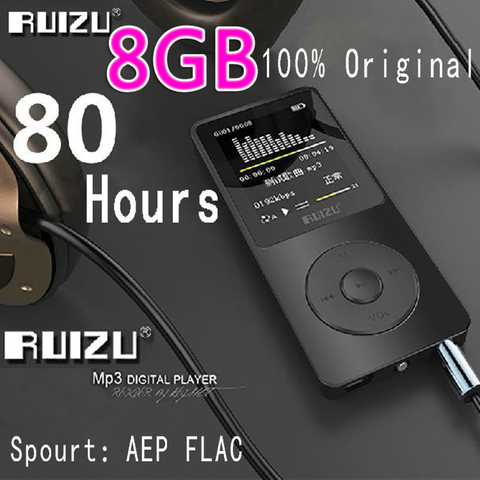 100% Original RUIZU X02 MP3 jugador con 1,8 pulgadas pantalla puede jugar 100 horas 8 GB con FM e-book reloj de datos ► Foto 1/6