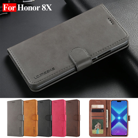 Honor 8X-Funda de cuero Vintage para Huawei Honor 8X, carcasa magnética con tapa para teléfono, ranura para tarjeta ► Foto 1/6