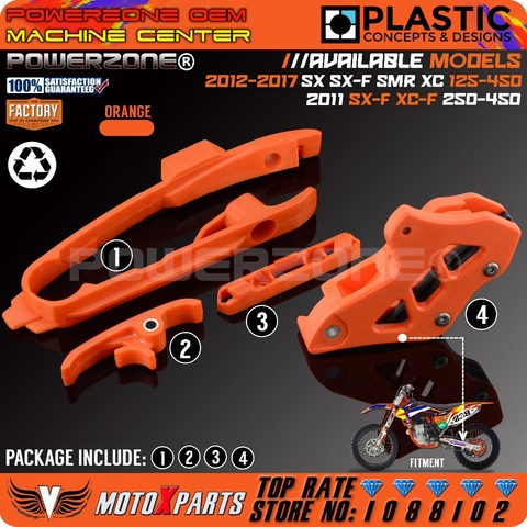 Kit de deslizador de cadena Swingarm naranja + guía protectora de cadena CNC + abrazadera de manguera de freno para KTM SX F SMR XC XCF 125 150 200 250 350 450 525 ► Foto 1/5