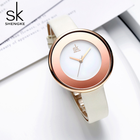 Shengke minimalista moda, relojes de las mujeres de lujo SK Reloj Mujer relojes de señoras de cuero Reloj, Reloj de Mujer Zegarek Damski ► Foto 1/6