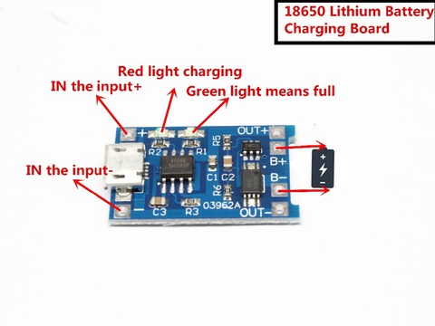 Placa de carga de batería de litio 5V 1A Micro USB 18650, módulo de carga + funciones duales de protección TP4056 ► Foto 1/5