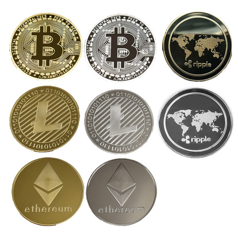 99.99% chapado en oro plata moneda Bitcoin BTC Litecoin onda Cripto Moneda de conmemoración de la moneda ► Foto 1/6