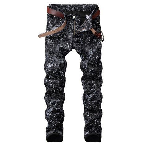 Pantalones de tubo elásticos de moda de vaqueros negros ajustados de Sokotoo para hombre ► Foto 1/6