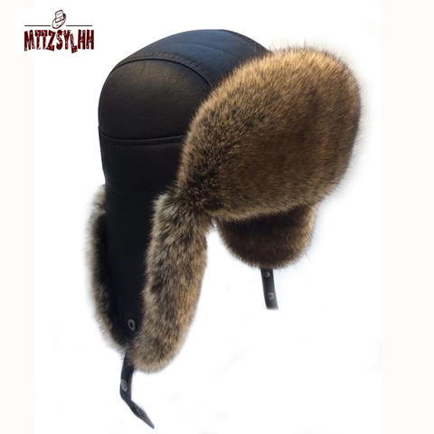 Mttzsilhh gorra de piloto de pelo de zorro para hombre sombrero de invierno ruso caliente de gama alta gorra de Bombard envío gratis ► Foto 1/6