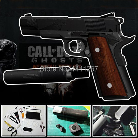 Pistola de papel 3D modelo M1911, 21cm, escala 1:1, 21cm, puzle de papel hecho a mano ► Foto 1/5