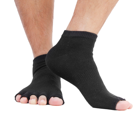 1 par negro Unisex cinco dedos calcetines de Punta abierta calcetines de tobillo para hombre mujer tobillera Grip gimnasio, Yoga, Pilates chaussette ► Foto 1/6