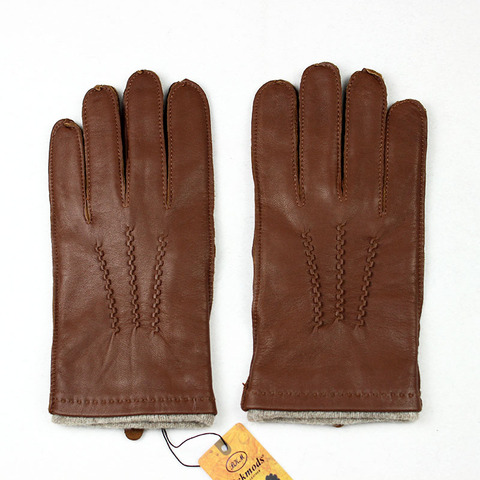 Guantes de piel de oveja para hombre, de alta calidad, estilo de sutura de piel de cabra importada, forro de lana, guantes de cuero cálidos para otoño ► Foto 1/6