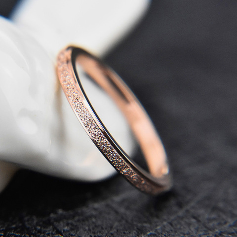 JeeMango Vintage 2mm esmerilado de acero inoxidable anillo de plata/oro rosa boda anillos de la joyería para las mujeres anillo JR19158 ► Foto 1/5