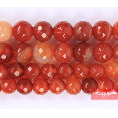 Piedra Natural facetada Red Stripe Agates Beads 4,6, 8,10,12mm pick size para fabricación de joyas PSB03 ► Foto 1/2