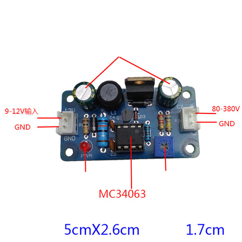 Convertidor de CC de alto voltaje MC34063, potenciador de CC de 9-12V a 80-380V, tubo de ojo mágico, módulo de potencia HV F/ 6E2 6E1 6E5 ► Foto 1/4