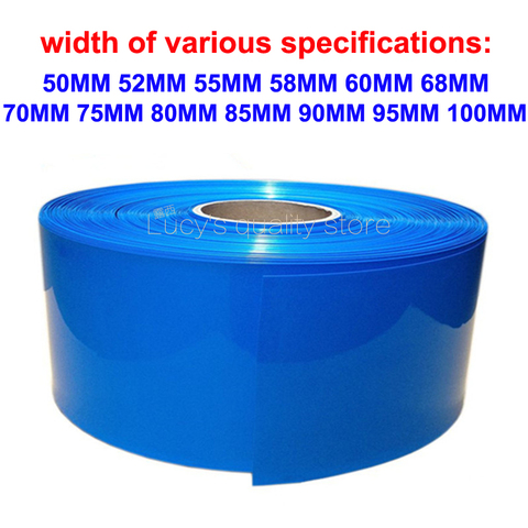 1 m Pvc Tubo termorretráctil 18650 batería de litio Paquete de aislamiento retardante de llama manga azul medio ambiente película retráctil ► Foto 1/2