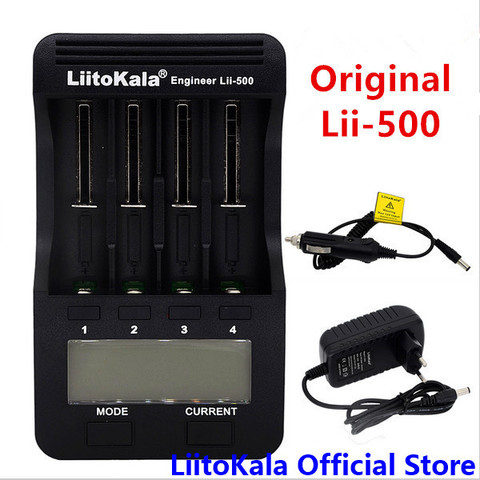 Liitokala Lii-500 4 ranura LCD 3,7 1,2 NiMH cargador de batería USB para adaptador AA AAA 18650 18350 18500 16340-18650/26650/16340 ► Foto 1/4