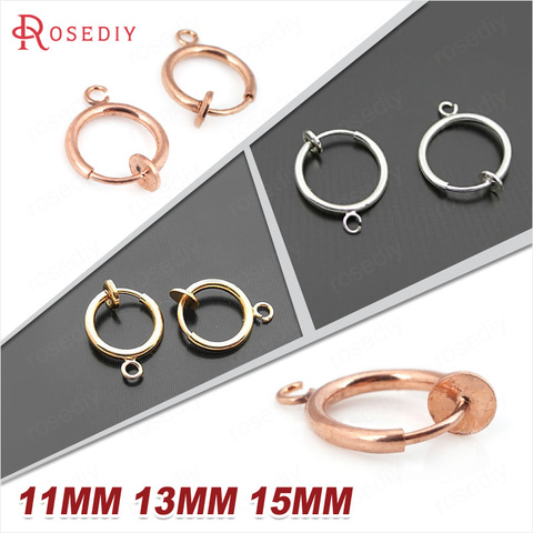 (31789)20 Uds. De diámetro, 11MM, 13MM, 15MM, Clips redondos de latón para pendientes sin agujero, accesorios de joyería para mujer ► Foto 1/6