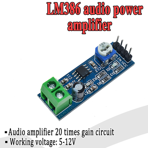 Módulo de amplificador de potencia de audio LM386, placa amplificadora de ganancia de 200 veces, amplificador de potencia mono, entrada de 5V-12V ► Foto 1/6