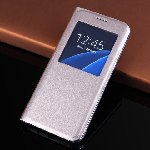 Funda abatible con ventana de visión para móvil, funda protectora para Samsung Galaxy S7 / S7 Edge ► Foto 1/6