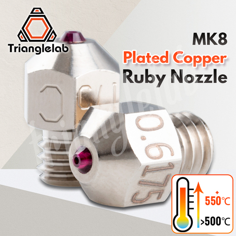 Boquilla de rubí de cobre chapada trianglelab MK8 ultraalta temperatura Compatible con materiales especiales PETG ABS PEI PEEK NYLON ► Foto 1/3
