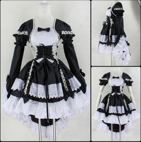 Nuevo disfraz de Halloween 2017 para mujeres chicas Sexy dulce gótico Lolita vestido Sissy Maid uniforme Anime Maid Cosplay disfraz ► Foto 1/6