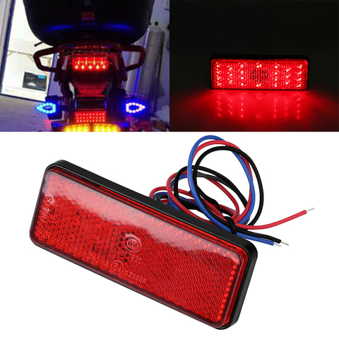 Nuevo 12V motocicleta roja luz LED reflectora camión Scooter ATV 24LED rectángulo luz trasera de parada y freno impermeable ► Foto 1/1