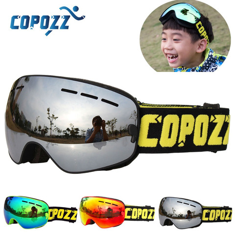 COPOZZ-Gafas de esquí para niños de 4 a 15 años, gafas profesionales antiniebla para niños, gafas de Snowboard con doble protección UV400, gafas para esquiar para niños ► Foto 1/6