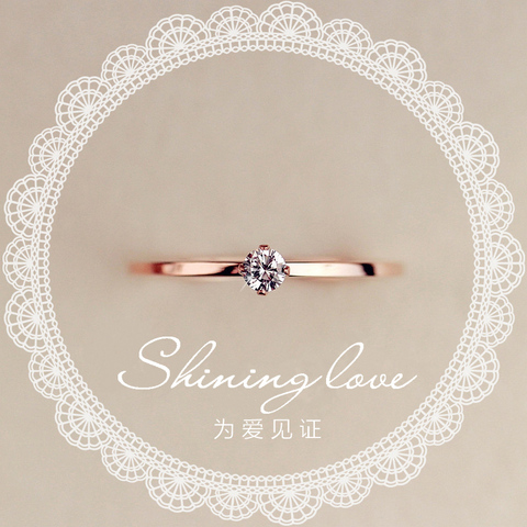 Joyería fina de acero y titanio Rosa anillo de Color dorado anillo de cristal de circonia cúbica para las mujeres par anillos de dedo boda Size3-9 R101 ► Foto 1/6