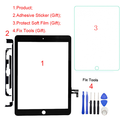 Uds nuevo para iPad 9,7 2017 5th Gen A1822 A1823 Digitalizador de pantalla táctil Pantalla táctil frontal reparación y sustitución ► Foto 1/1