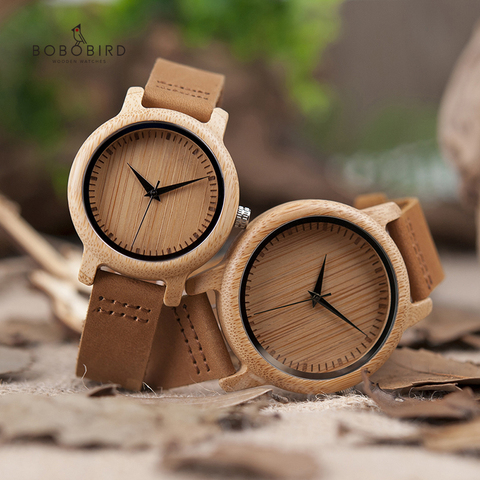 BOBO pájaro amante relojes de bambú Natural artesanal de madera, relojes de las mujeres de los hombres regalos geniales envío de la gota ► Foto 1/6