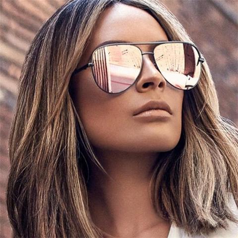 Gafas de sol de color rosa con espejo plateado gafas de sol de metal de marca de diseñador gafas de sol para mujer gafas de sol para hombre ► Foto 1/6