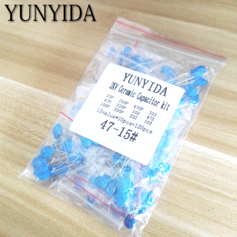 KIT de condensadores de cerámica de 2KV, 120 Uds. = 12 valores * 10 Uds., KIT de condensadores de cerámica de 2KV, 22P, 47P, 100P, 150P, 220P, 330P, 470P, 102, 222, 332, 472, 103, cada uno de 10 Uds. ► Foto 1/3