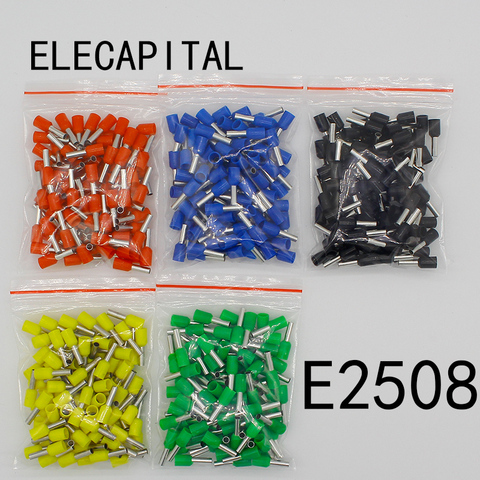 E2508 tubo aislante terminales 2.5MM2 100 unids/pack aislado conector de Cable aislamiento conector de Terminal para crimpar E- ► Foto 1/6