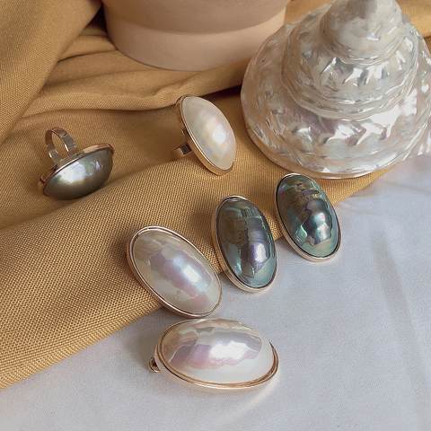 HUANZHI-pendientes geométricos grandes y coloridos con perlas grises, joyería para fiesta y boda ► Foto 1/6