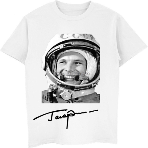 Camiseta de cosmonauta de la URSS para hombres, Camisa de algodón de manga corta, informal, Hip-Hop, novedad, Rusia, primer mundo ► Foto 1/2