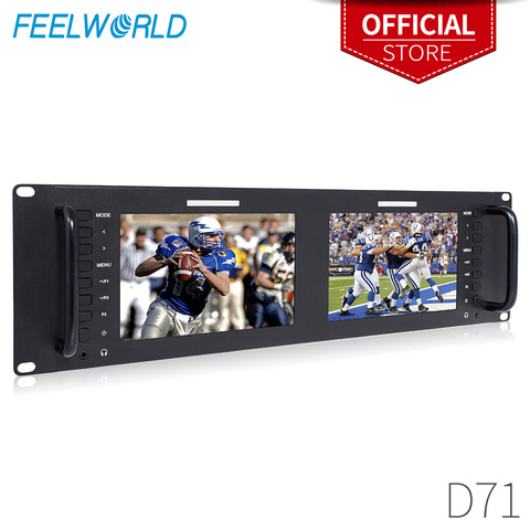 Monitor de montaje en estante LCD, doble pantalla de 7 pulgadas, 3RU, IPS, 1280x800, con 3G-SDI, HDMI, salida de ENTRADA AV, Industrial, D71 ► Foto 1/1