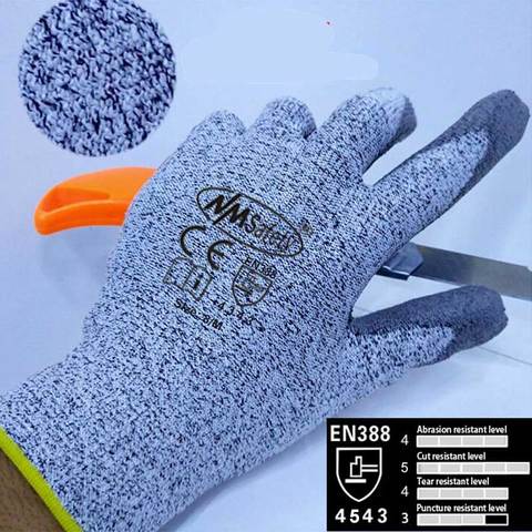 NMSafety guante de protección de seguridad Anti-cuchillo con forro hppe guantes de trabajo de seguridad resistentes al corte ► Foto 1/6