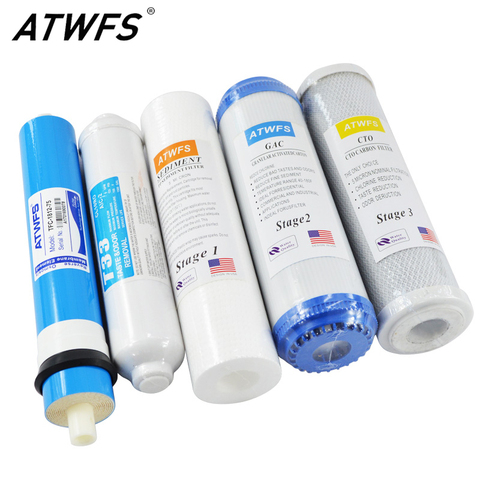 Sistema de reemplazo de filtros de agua RO de ósmosis inversa de 5 etapas ATWFS con cartucho de filtro de agua membrana 75 GPD ► Foto 1/6