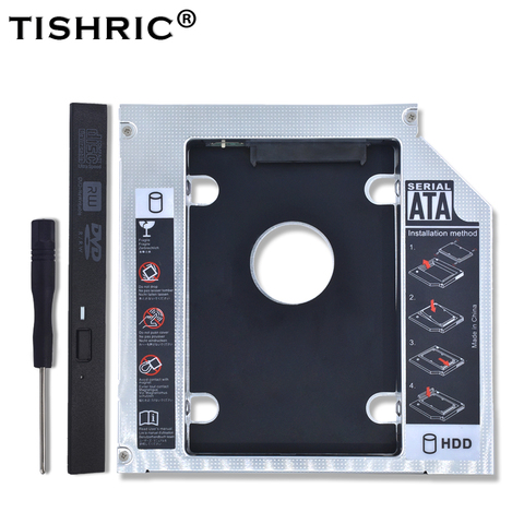 TISHRIC aluminio optishbay 2nd HDD Caddy 3,0mm SATA 12,7 Disco Duro caja adaptador DVD 2,5 SSD 2 TB para ordenador portátil ► Foto 1/6