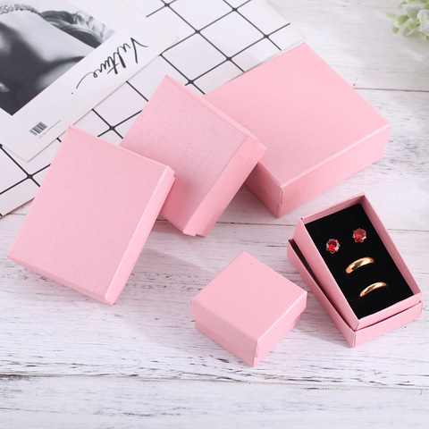 24 Uds cuadrado de papel de joyería caja de embalaje de alta calidad 8*5cm collar Rosa anillo, pendientes, pulsera caja de regalo para el Día de San Valentín ► Foto 1/6