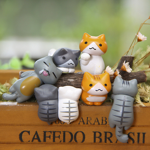 6 unids/lote lindo gato Miau mascota Mini figuras de juguete de figura de PVC bricolaje jardín decoración gatos de pote de flor Micro paisaje LTT9429 ► Foto 1/6