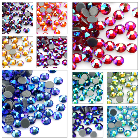 SS6-SS30 cristal Multi-color AB Hot Fix Diamante de imitación cristal súper brillo Strass hierro en diamantes de imitación para tela de Arte de uñas de prendas de vestir ► Foto 1/6