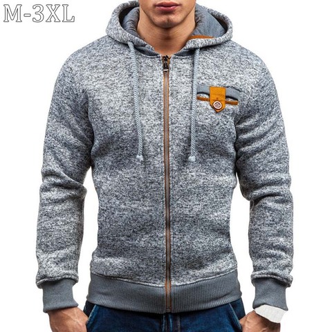 Buzos con capucha para hombres, Sudadera con capucha de manga larga Lisa informal, cárdigan ajustado con cremallera, Sudadera con capucha ► Foto 1/6