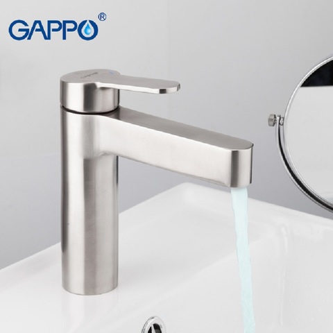 Grifo de cascada para lavabo GAPPO, grifería de montaje en cubierta de acero inoxidable, mezclador de lavabo, grifos de mango, G1099-30 de fregadero de baño ► Foto 1/6