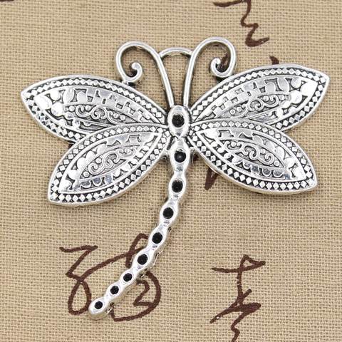 2 uds. Charms Dragonfly 60x58mm AJUSTE DE colgante antiguo, color plata tibetana Vintage, joyería hecha a mano DIY ► Foto 1/1