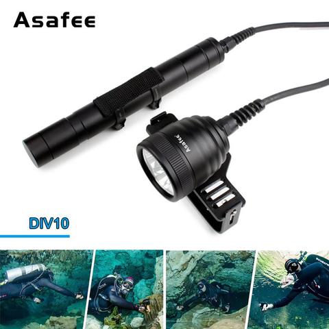 ASAFEE-Linterna de buceo LED IPX8 de 10 grados, antorcha para bucear, utiliza XM-L2 (U4), resistente al agua, recipiente de luz primaria ► Foto 1/6