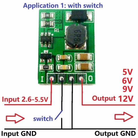 Con DC-DC de encendido/apagado 3V 3,3 V 3,7 V 4,2 V 5V a 5V 6V 9V 12V Step-up Boost convertidor regulación de voltaje Placa de módulo de fuente de alimentación ► Foto 1/6