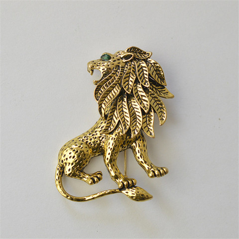 Mzc vintage Gold Lion broche hombres traje Harajuku broches lapel hijab Pasadores Brocas masculino barato joyería acccessories x1673 ► Foto 1/3